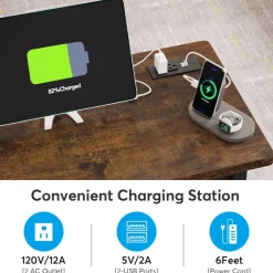 Online Tribesigns C Table, Mobile Portable Desk Side Table with Power Outlet