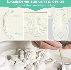 New Tribesigns Carved Nightstand, White Bedside Table End Table with 2 Drawers
