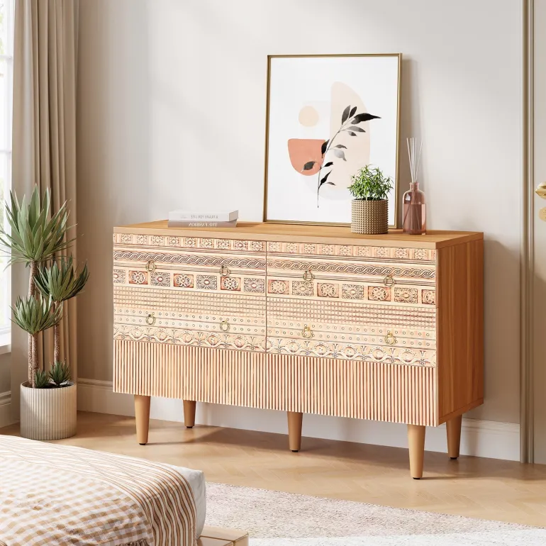 Clearance Tribesigns Chest of Drawers, Farmhouse Dresser Storage with 6 drawers