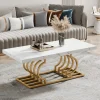Hot Tribesigns Coffee Table, 47" Faux Marble Cocktail Table with Geometric Frame