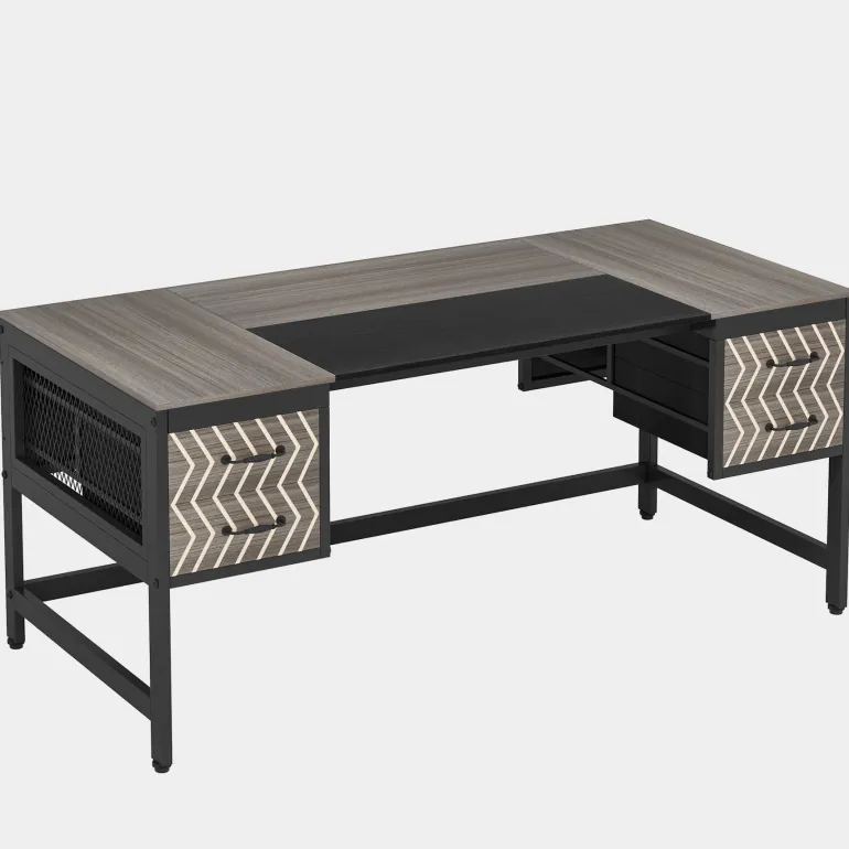 Hot Tribesigns Computer Desk, 63" Executive Desk Writing Table with 4 Storage Drawers