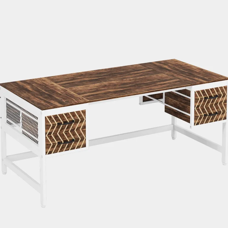 Hot Tribesigns Computer Desk, 63" Executive Desk Writing Table with 4 Storage Drawers