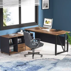 Online Tribesigns Computer Desk, 55 inches Executive Desk for Home Office