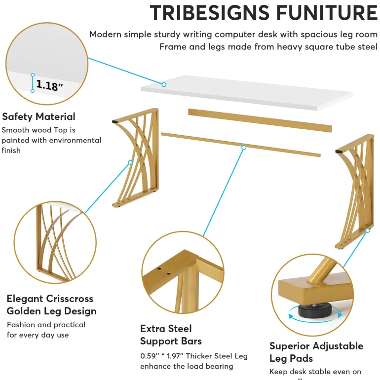 Discount Tribesigns Computer Desk, 55’’ Modern Laptop PC Student Table