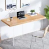 Discount Tribesigns Computer Desk, 55" Modern Study Writing Table with Acrylic Legs