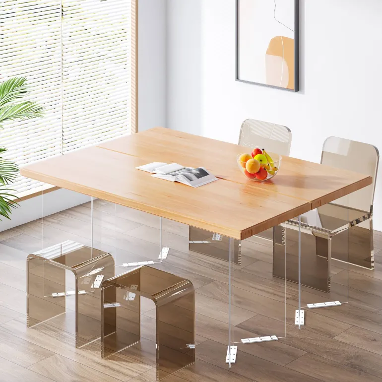 Discount Tribesigns Computer Desk, 55" Modern Study Writing Table with Acrylic Legs