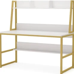 Hot Tribesigns Computer Desk, Heavy Duty Writing Desk with Hutch & Bookshelf