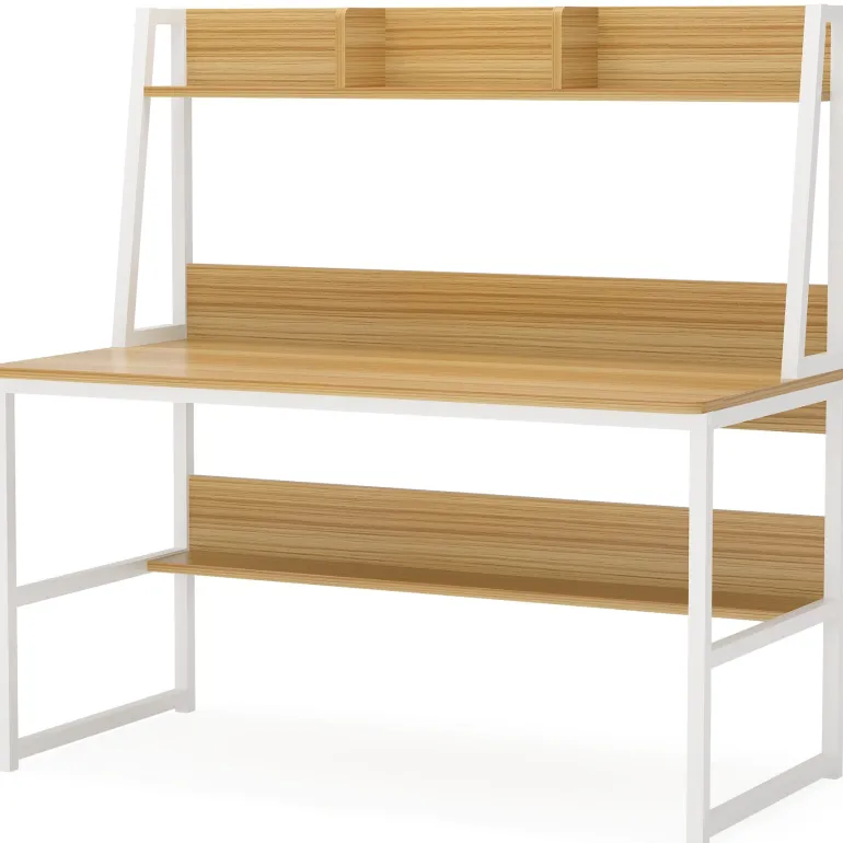 Hot Tribesigns Computer Desk, Heavy Duty Writing Desk with Hutch & Bookshelf