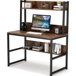 Clearance Tribesigns Computer Desk, Home Office Desk Study Desk with Hutch and Shelves