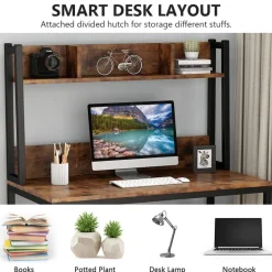 Clearance Tribesigns Computer Desk, Home Office Desk Study Desk with Hutch and Shelves