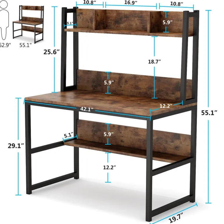 Clearance Tribesigns Computer Desk, Home Office Desk Study Desk with Hutch and Shelves