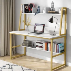 Best Tribesigns Computer Desk, Home Office Desk with Hutch and Storage Shelf
