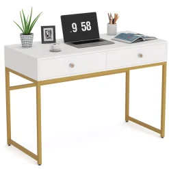Discount Tribesigns Computer Desk with 2 Drawers, Multifunctional Study Writing Desk