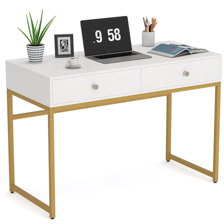 Discount Tribesigns Computer Desk with 2 Drawers, Multifunctional Study Writing Desk