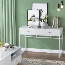 Discount Tribesigns Computer Desk with 2 Drawers, Multifunctional Study Writing Desk