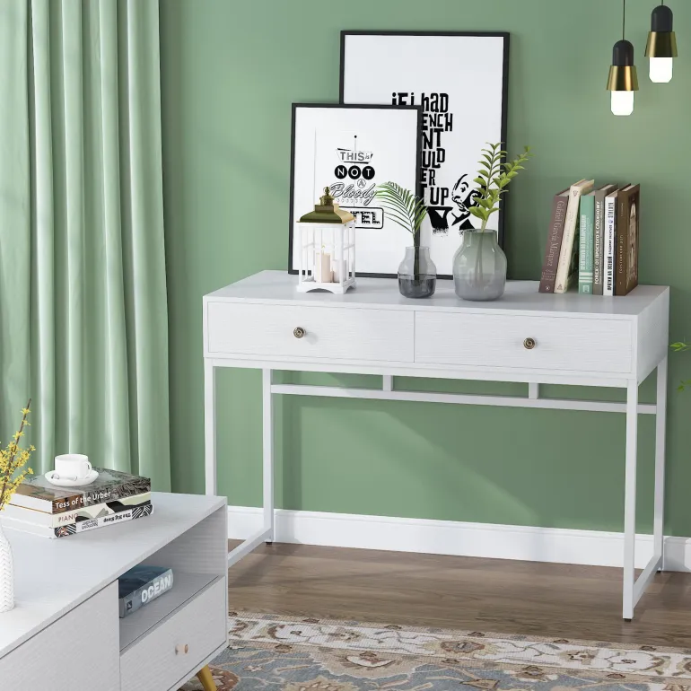 Discount Tribesigns Computer Desk with 2 Drawers, Multifunctional Study Writing Desk