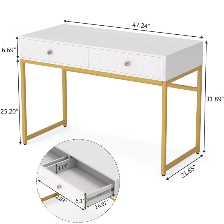 Discount Tribesigns Computer Desk with 2 Drawers, Multifunctional Study Writing Desk