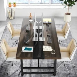 Hot Tribesigns Conference Table, 6FT Rectangular Meeting Table Computer Desk