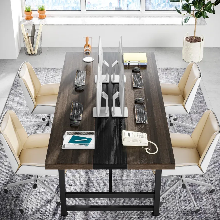 Hot Tribesigns Conference Table, 6FT Rectangular Meeting Table Computer Desk