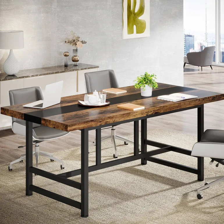 Hot Tribesigns Conference Table, 6FT Rectangular Meeting Table Computer Desk
