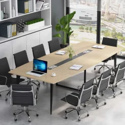 Cheap Tribesigns Conference Table, Modern 6FT / 8FT Boat Shaped Meeting Table