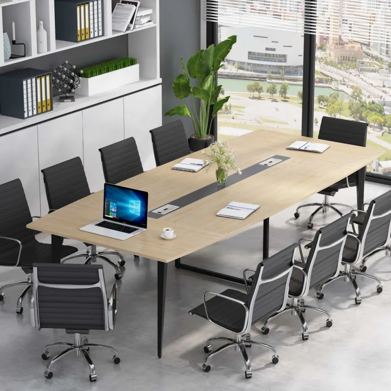 Cheap Tribesigns Conference Table, Modern 6FT / 8FT Boat Shaped Meeting Table