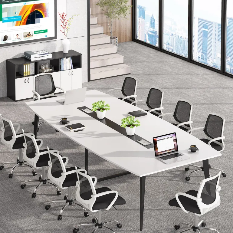 Cheap Tribesigns Conference Table, Modern 6FT / 8FT Boat Shaped Meeting Table