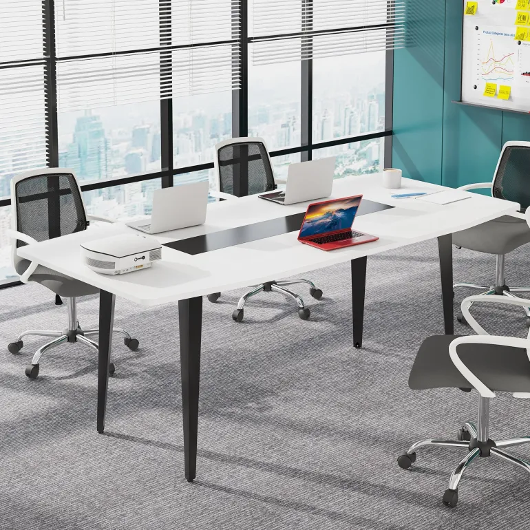 Cheap Tribesigns Conference Table, Modern 6FT / 8FT Boat Shaped Meeting Table