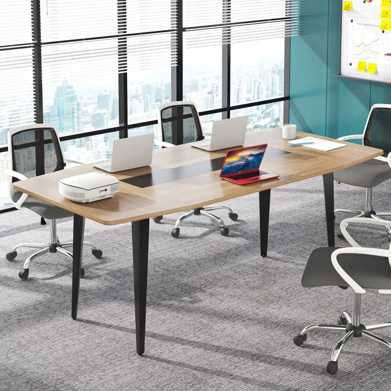 Cheap Tribesigns Conference Table, Modern 6FT / 8FT Boat Shaped Meeting Table