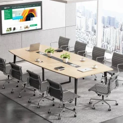 Cheap Tribesigns Conference Table, Modern 6FT / 8FT Boat Shaped Meeting Table