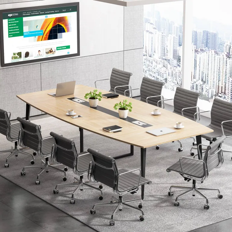 Cheap Tribesigns Conference Table, Modern 6FT / 8FT Boat Shaped Meeting Table