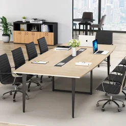 Cheap Tribesigns Conference Table, Modern 6FT / 8FT Boat Shaped Meeting Table
