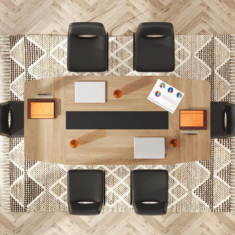 Cheap Tribesigns Conference Table, Modern 6FT / 8FT Boat Shaped Meeting Table