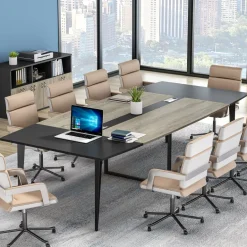 Cheap Tribesigns Conference Table, Modern 6FT / 8FT Boat Shaped Meeting Table