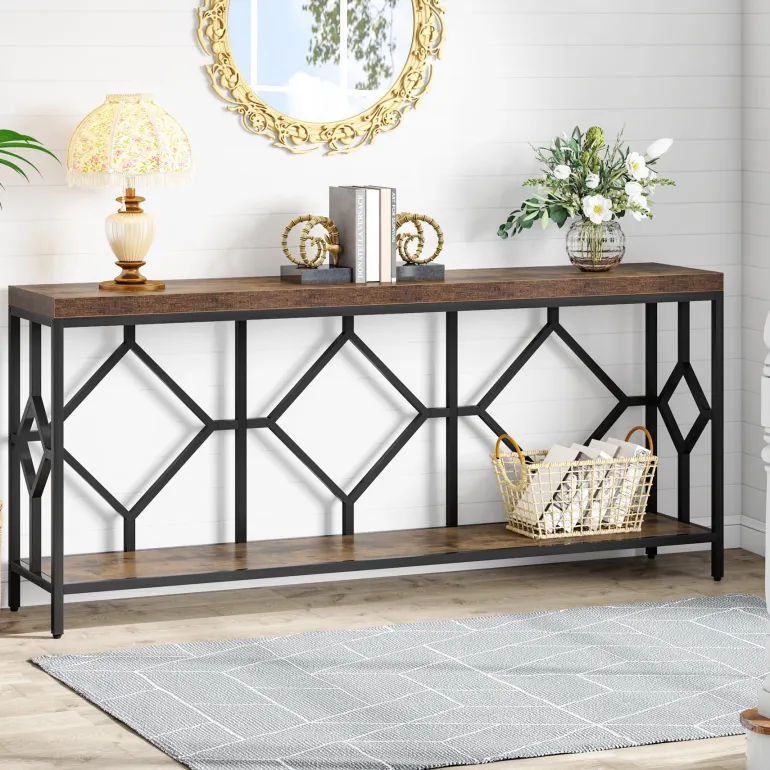 Best Tribesigns Console Table, 71" Extra Long Sofa Table with Open Storage Shelf