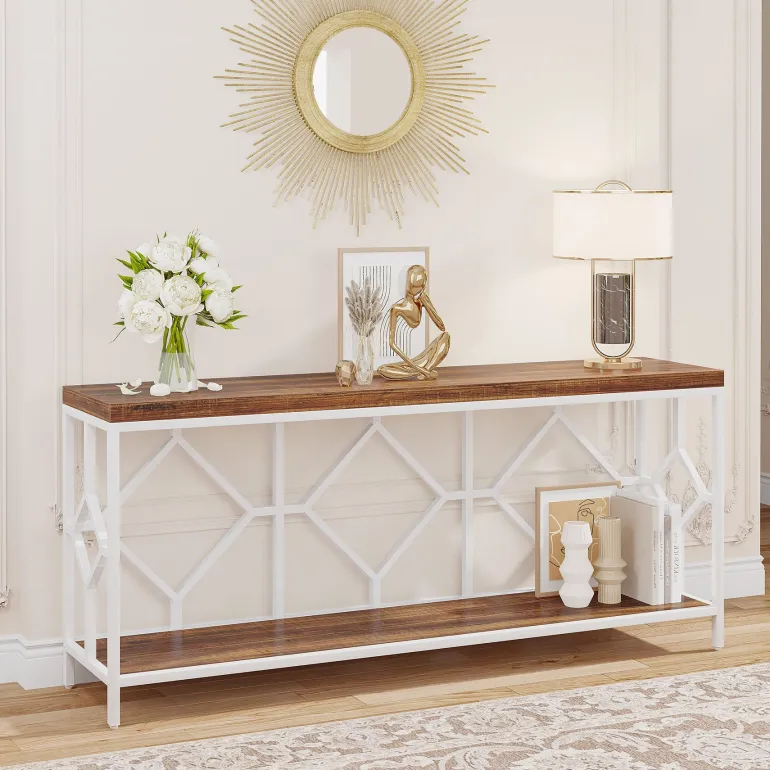 Best Tribesigns Console Table, 71" Extra Long Sofa Table with Open Storage Shelf
