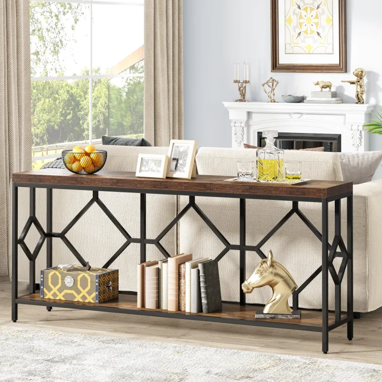 Best Tribesigns Console Table, 71" Extra Long Sofa Table with Open Storage Shelf