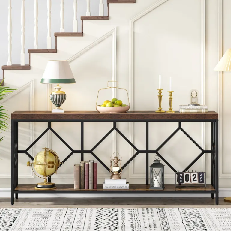 Best Tribesigns Console Table, 71" Extra Long Sofa Table with Open Storage Shelf