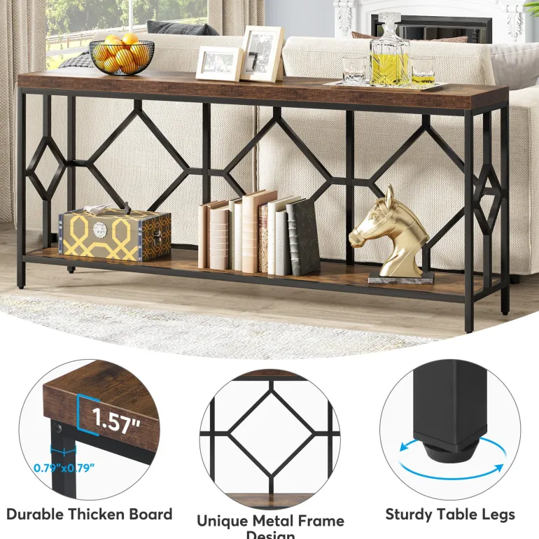 Best Tribesigns Console Table, 71" Extra Long Sofa Table with Open Storage Shelf