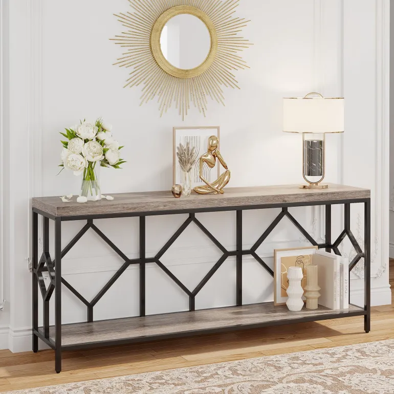 Best Tribesigns Console Table, 71" Extra Long Sofa Table with Open Storage Shelf