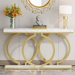 Best Sale Tribesigns Console Table, 55 inch Faux Marble Entryway Sofa Table