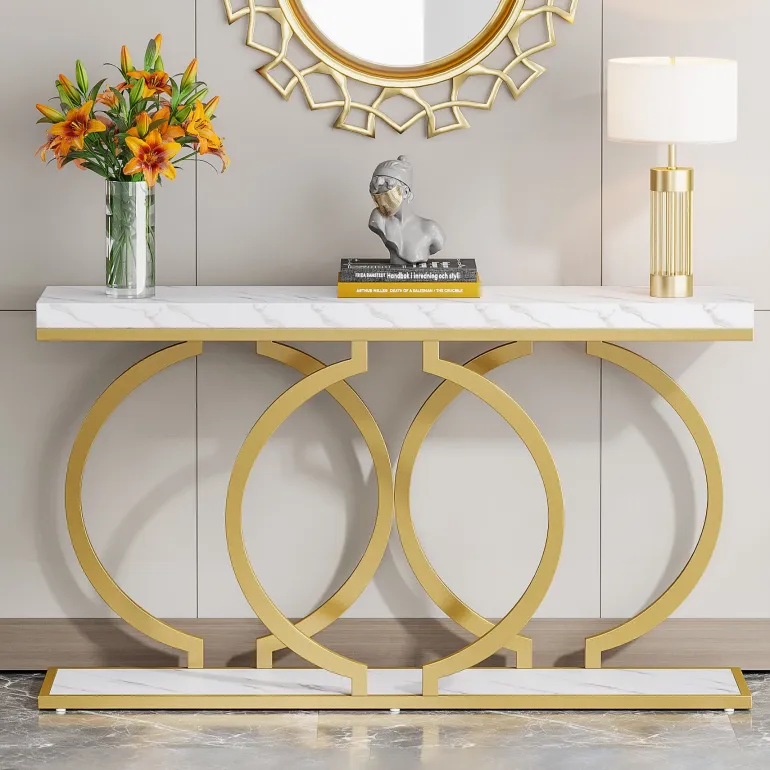 Best Sale Tribesigns Console Table, 55 inch Faux Marble Entryway Sofa Table