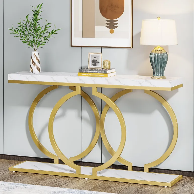 Best Sale Tribesigns Console Table, 55 inch Faux Marble Entryway Sofa Table