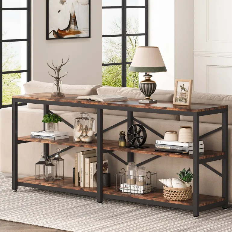 New Tribesigns Console Table, 70.9 inch Long Sofa Table with Storage Shelves