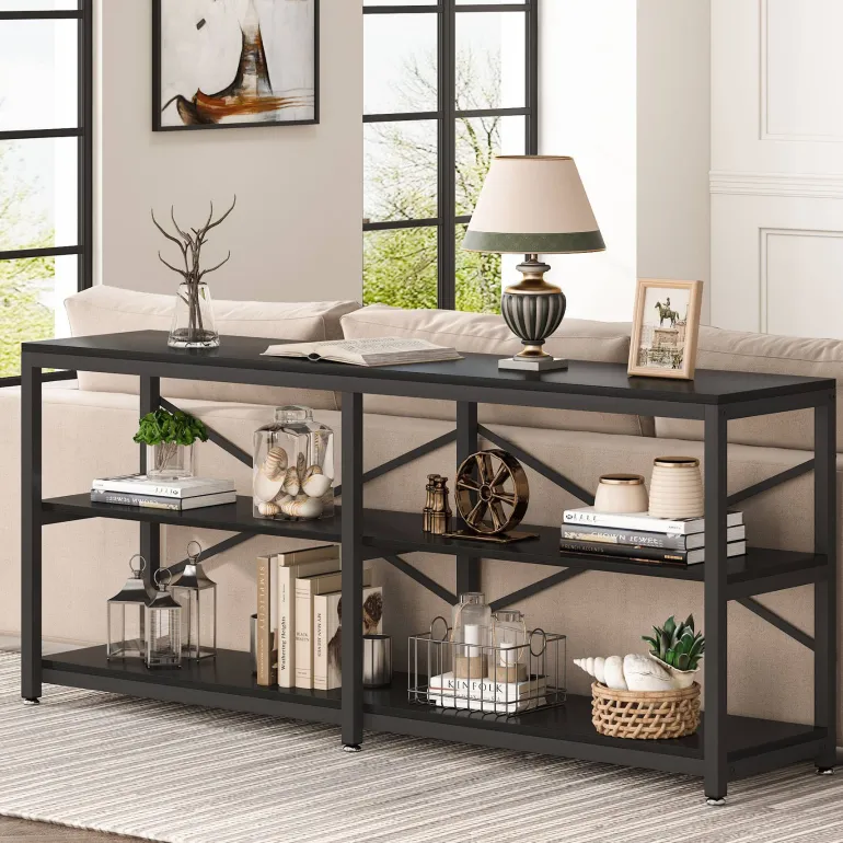New Tribesigns Console Table, 70.9 inch Long Sofa Table with Storage Shelves
