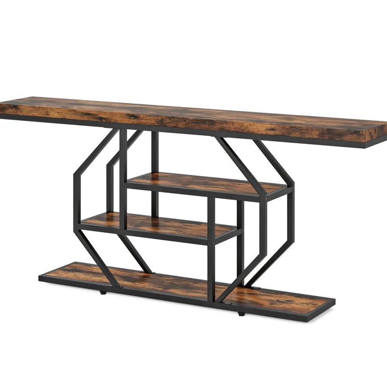 Flash Sale Tribesigns Console Table, 70.9 inch Sofa Table with 4 Tier Storage Shelves