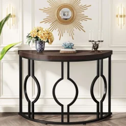 Cheap Tribesigns Console Table, 43" Industrial Half Moon Shaped Sofa Table
