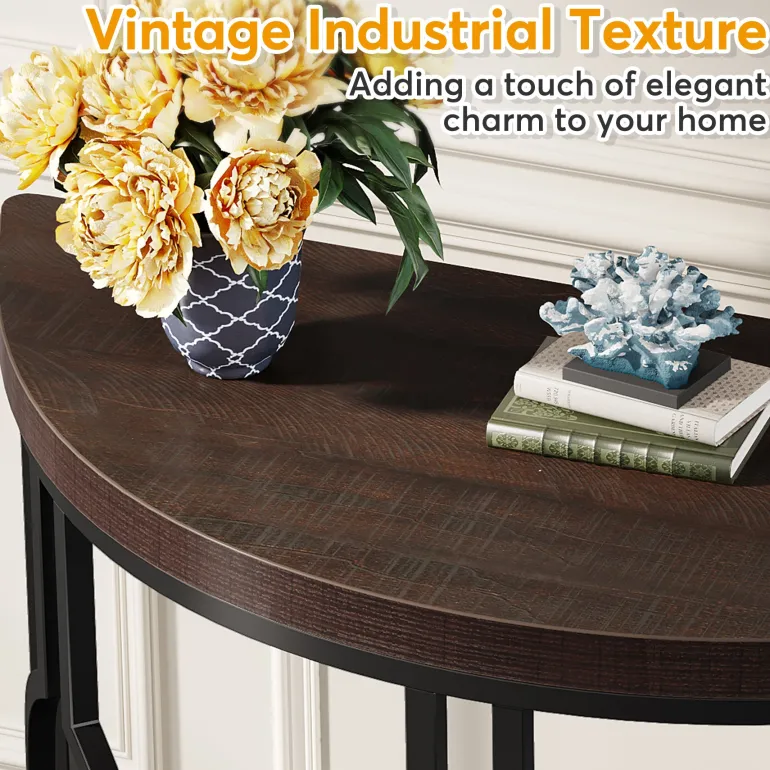 Cheap Tribesigns Console Table, 43" Industrial Half Moon Shaped Sofa Table