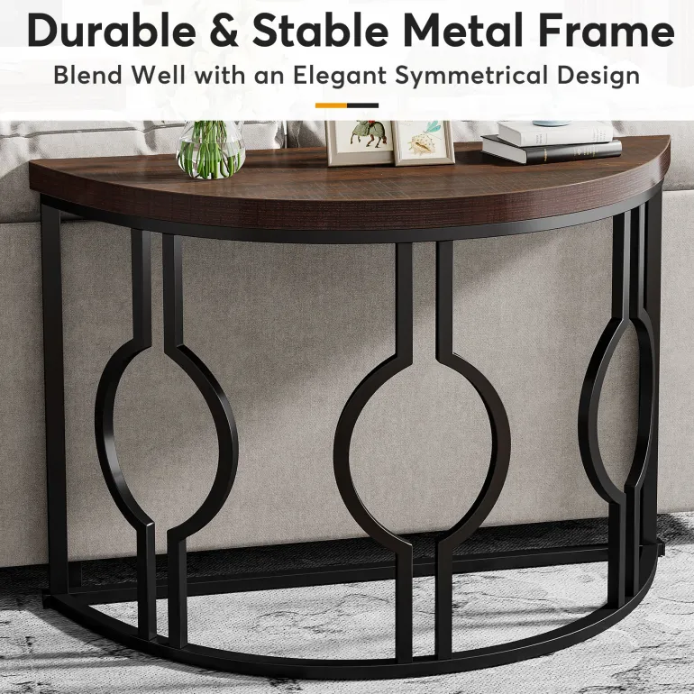Cheap Tribesigns Console Table, 43" Industrial Half Moon Shaped Sofa Table