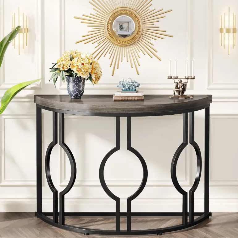 Cheap Tribesigns Console Table, 43" Industrial Half Moon Shaped Sofa Table